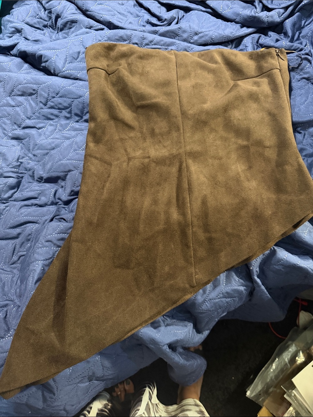Zara Chocolate Brown Suede Asymmetrical halter-top